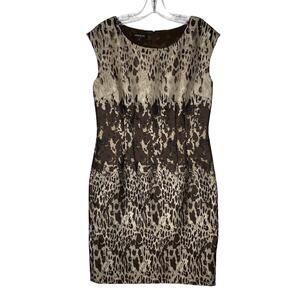 Lafayette 148 New York Josette Ombre Animal Jacquard Dress Brown Womens Size 6